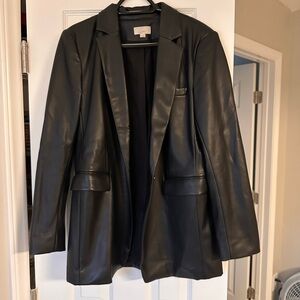 LOFT Black Faux Leather Blazer